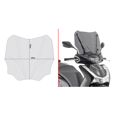 Cupolino specifico fumé, da montare sugli attacchi del parabrezza originale optional Honda SH 350 - SH 125 - SH 150 - MISURE 33 x 45 cm (H x L) 