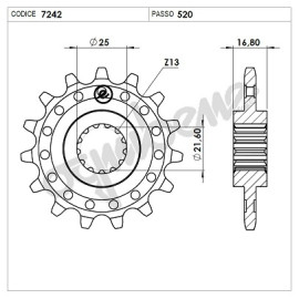 PIGNONE OE C/GOMMA PASSO 520 Z DENTI 16 PER HONDA X-ADV 750 / INTEGRA 700