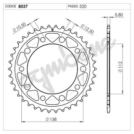 CORONA IN ACCIAIO  PASSO 520 Z DENTI 40 PER HONDA X-ADV 750 (2017-2022)
