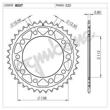 CORONA IN ACCIAIO  PASSO 520 Z DENTI 40 PER HONDA X-ADV 750 (2017-2022)