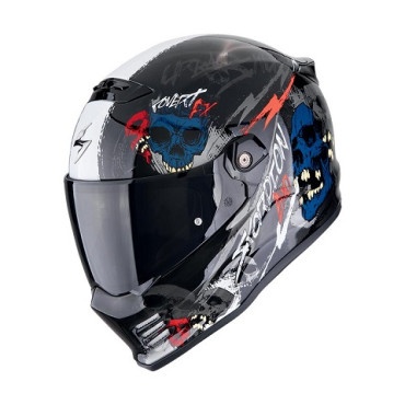 Casco Scorpion Covert FX Skullz Grigio Rosso Nero