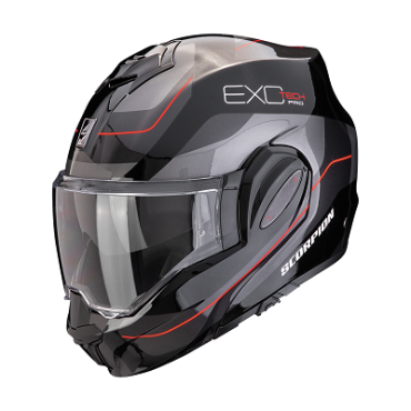 CASCO MODULARE Scorpion Exo Tech Evo Pro Commuta BLACK-SILVER-RED