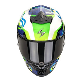 Casco Scorpion Exo R1 Evo II Air CORNERING WHITE - BLUE - GREEN