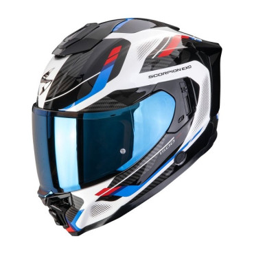 CASCO INTEGRALE SCORPION  EXO-1500 AIR SLEEK WHITE - RED - BLUE