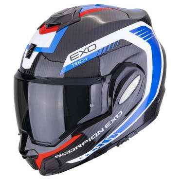 CASCO MODULARE SCORPION EXO-TECH EVO CARBON COSY BLACK BLUE RED