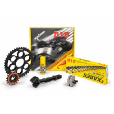 KIT DI TRASMISSIONE ORIGINALE DID - PIGNONE 15 - CORONA 43 - CATENA DID 520 VX3 G&B 112 MAGLIE- KAWASAKI ZX-6R 636 (2019-2026)