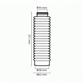 SOFFIETTI PER FORCELLE A 18 DENTI  - DIAMETRO ø 44mm - ø 58mm - ALTEZZA 251mm - NERO