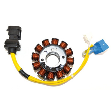 Statore Kokusan - 12 poli diametro est. 84  - c/pick-up 1 cavo MOTORE PIAGGIO LEADER 125 4T (2v-ARIA/4V-ACQUA) 150/200 (2V-ARIA)  per PIAGGIO 125 MP3 (07/08) 125 CARNABY BEVERLY 125/SPORT/TOURER (01/10) 125 X7 (08/10) 125 X-EVO (07/10)