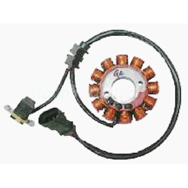 Statore 12 poli trifase MOTORE PIAGGIO/DERBI 125 4T INIEZIONE per APRILIA RS4 125 4T (11/13) - DERBI 125 GPR 4T (09/13) - 125 SENDA R/SM DRD RACING 4T (09/13) - 125 MULHACEN 4T EU3/CAFE' (07/13) - 125 TERRA 4T EU3/ADVENTURE (07/13)