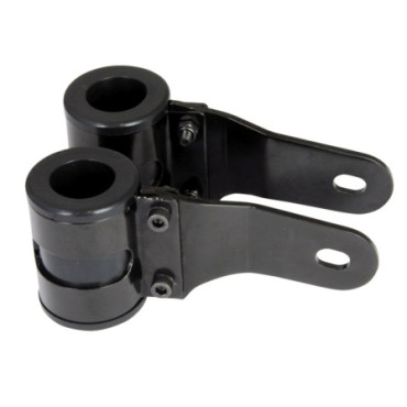 STAFFA FARO COLORE NERO CON MORSETTO E SUPPORTO PER IL FISSAGGIO. DIAMETRO FORCELLA 30-32 mm