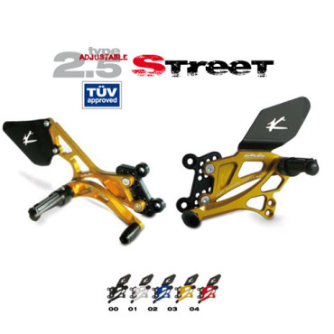 Pedane arretrate in Ergal Valter Moto modello STREET Tipo 2.5 Regolabili BMW S 1000 RR / ABS (2009>)