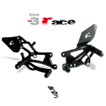 Coppia Pedane arretrate in Ergal Valter Moto modello RACE Tipo 3 Fisse DUCATI 748 / 916 / 996 / 998 (1994/2004)