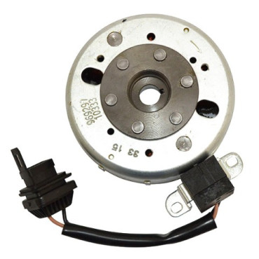 Volano completo 12 poli - 120W - rotazione dx - rotore diam. 103,6 - cono 16 per APRILIA SCARABEO 50 4T (02/09) - SPORTCITY ONE 50 4T (08/13) - SCARABEO 100 4T (01/05)