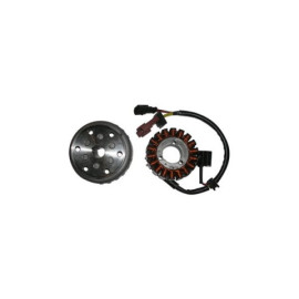Volano completo kokusan 18 poli trifase - c/pick-up a 2 cavi statore diametro est. 94,7 - int. 34,9 rotore diametro 112,4 - cono est. 22 mm per APRILIA SCARABEO 125/150 LIGHT IE (09/13) - MOTORE  APRILIA 125/200 4T INIEZIONE -